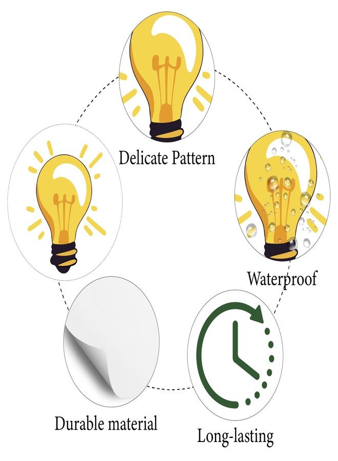 CREATCABIN 128Pcs Light Bulb Stickers Plastic Decal Self-Adhesive Waterproof Sticker Small Yellow Round Dot Bulk Cartoon Stickers for Art Craft Students Planner Classroom Water Bottle 2.5x2.5cm - Image 3