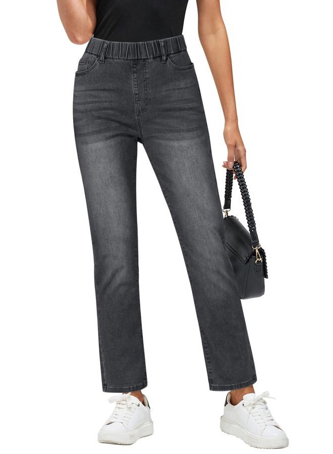 GRAPENT Women's High Waisted Elastic Waist Jeans - Black - Size XL - Image 1