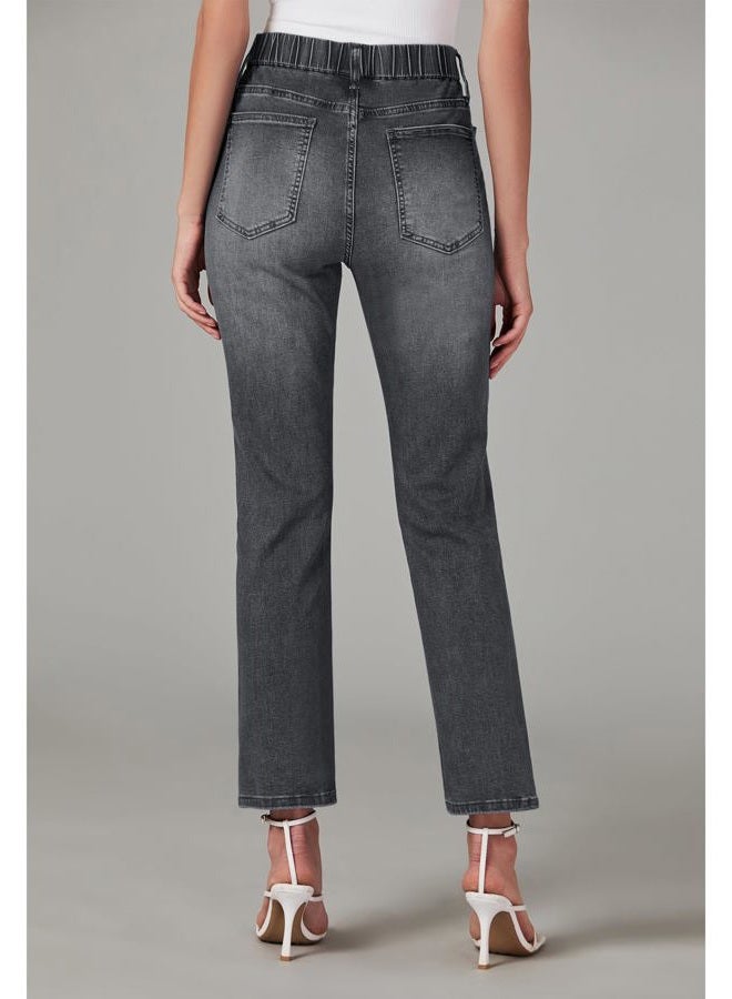 GRAPENT Women's High Waisted Elastic Waist Jeans - Black - Size XL - Image 2