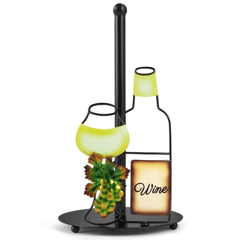 Shinlar Wine Lovers Gifts - Metal Wine Paper Towel Holder Countertop with Solid Weighted Base, Farmhouse Kitchen Decor, Rustic Country Vintage Decoration Organization - Image 1