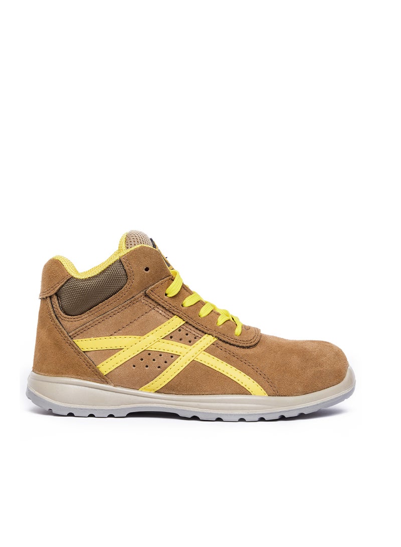Gladiator 6038 Men’s Steel Toe High Ankle Suede Safety Boots, Camel/Yellow, AK S1P, Lace-Up - Image 2