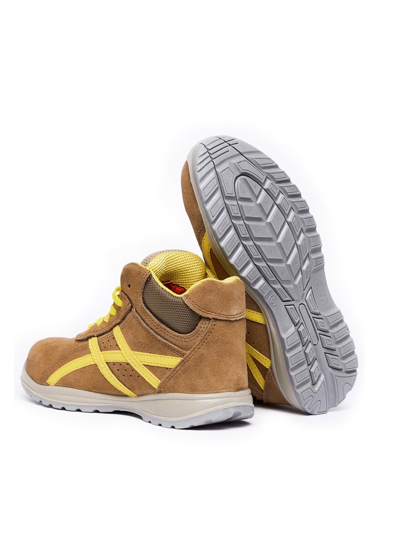 Gladiator 6038 Men’s Steel Toe High Ankle Suede Safety Boots, Camel/Yellow, AK S1P, Lace-Up - Image 3