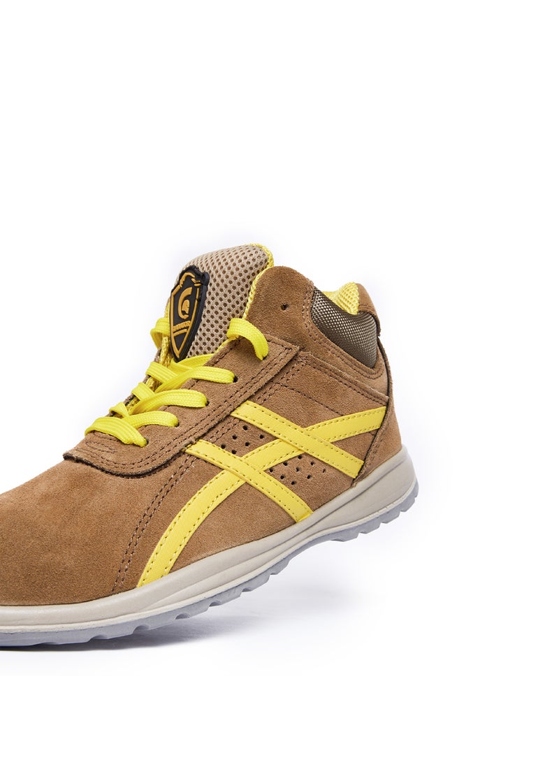 Gladiator 6038 Men’s Steel Toe High Ankle Suede Safety Boots, Camel/Yellow, AK S1P, Lace-Up - Image 4