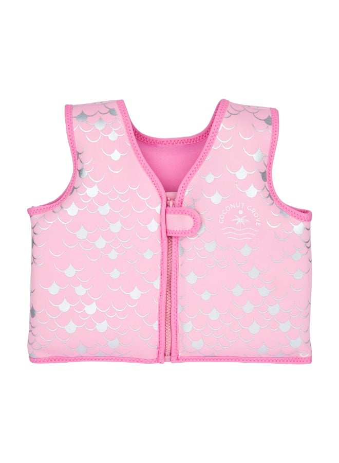 Trishi Coconut Grove Kids Float Vest Swim Jacket – Adjustable Buoyancy Vest for Children, Lightweight Swimming Aid for Pool & Beach, Safety Swim Vest (PEARL THE MERMAID) - Image 1