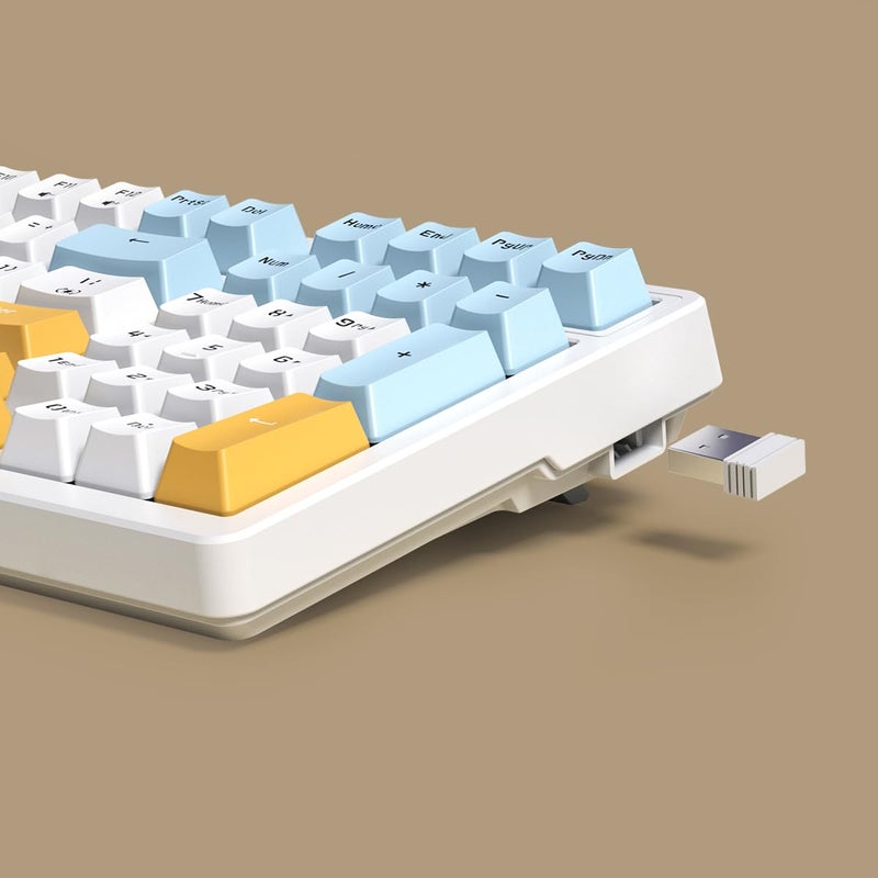 Merdia Wireless Mechanical Keyboard, Triple Mode 2.4G/USB-C/BT Gaming Keyboards 100 Keys Ice-Blue Backlit Brown Switch Keyboard | Rechargeable Mechanical Gaming Keyboards | Ice Blue/W/Y - Image 5
