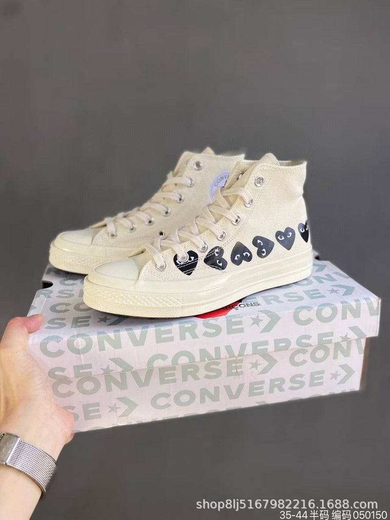 1970s Comme des Garçons Heart Collaboration CDG High-Top and Low-Top Canvas Sneakers for Men and Women Couples