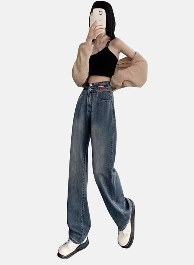 YUNIQEE Blue Wide Leg High-Rise Jeans