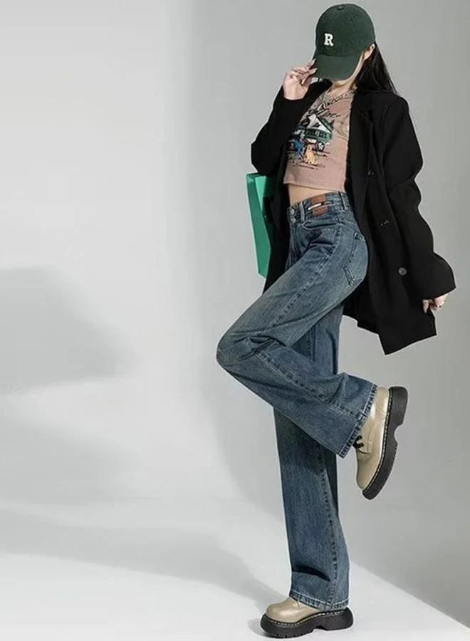 YUNIQEE Blue Wide Leg High-Rise Jeans
