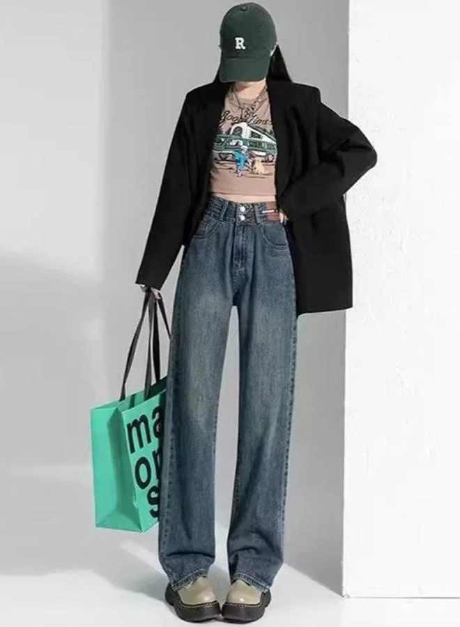 YUNIQEE Blue Wide Leg High-Rise Jeans