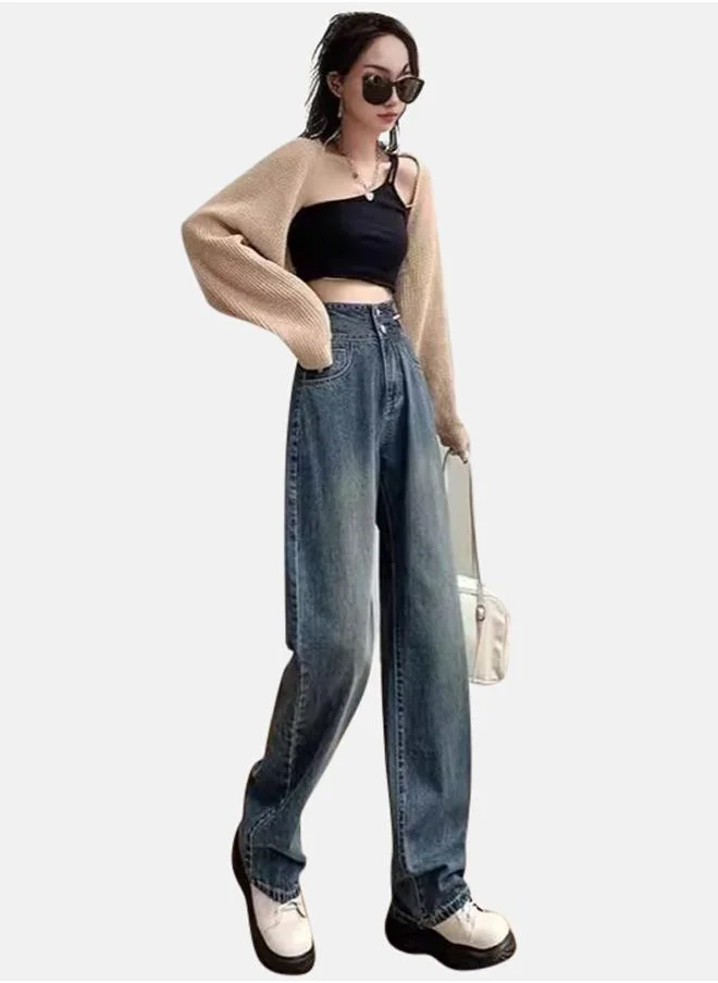 يونيكي Blue Wide Leg High-Rise Jeans