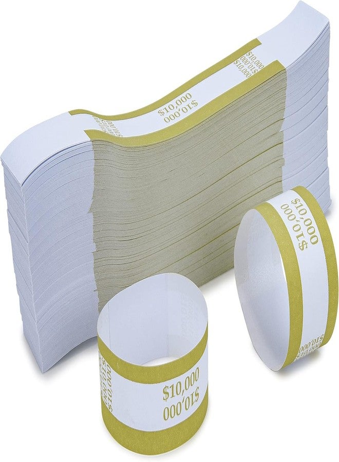 L LIKED Pack of 500 Currency Band Self Sealing Currency Straps Bands Money Bill Wrappers (Gold $10000-500 PCS) - Image 1