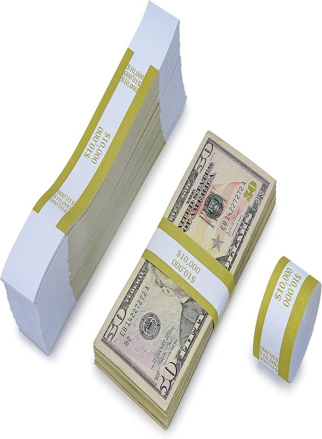L LIKED Pack of 500 Currency Band Self Sealing Currency Straps Bands Money Bill Wrappers (Gold $10000-500 PCS) - Image 4
