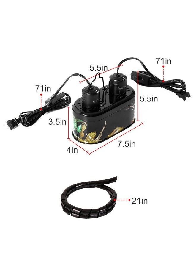 ريبتيزو مجموعة إضاءة الزواحف REPTIZOO Nano Dual Dome ومصباح تسخين الزواحف بقوة 25 وات، ومصباح تسخين صغير للزواحف النهارية ومصباح تسخين نانو باعث للحرارة  - Image 3