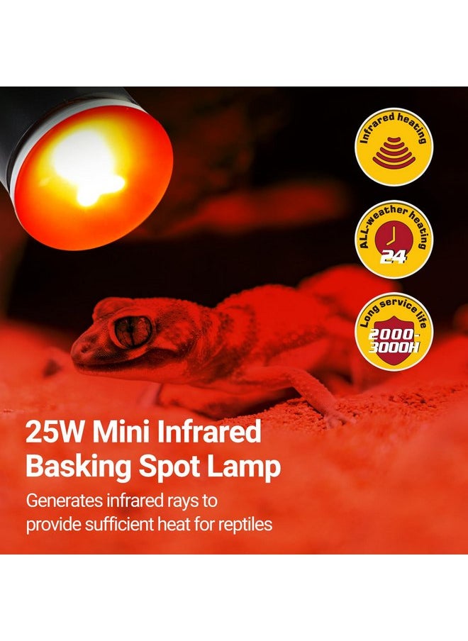 ريبتيزو مجموعة إضاءة الزواحف REPTIZOO Nano Dual Dome ومصباح تسخين الزواحف بقوة 25 وات، ومصباح تسخين صغير للزواحف النهارية ومصباح تسخين نانو باعث للحرارة  - Image 5