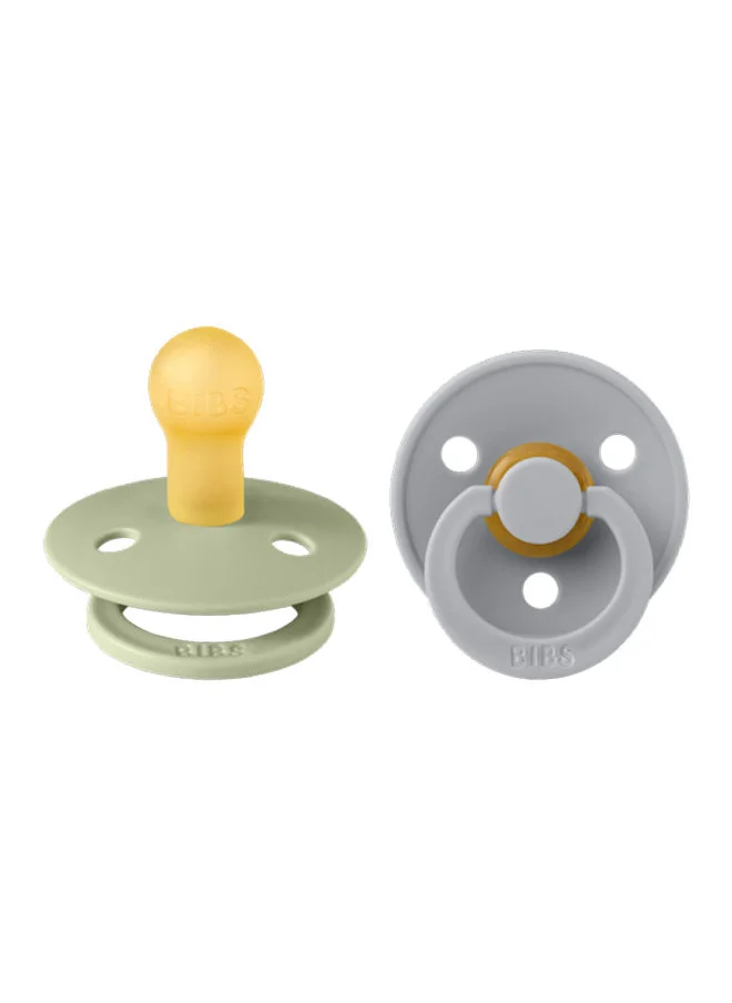 BIBS Pack of 2 Colour Symmetrical Glow Pacifiers, Bpa Free, Glow In The Dark Symmetrical Natural Rubber/Latex, Made In Denmark. Size 1 (0 - 6 Months ), Sage Glow/Cloud Glow