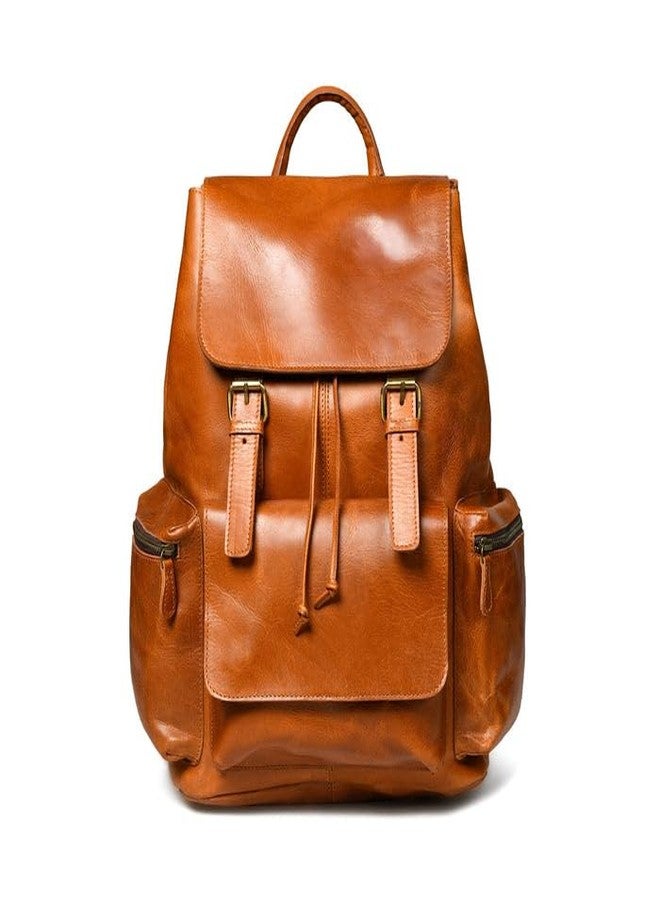 MaheTri Vortex Leather Backpack Burnt Brown | Elegant Handcrafted Leather Backpack | Stylish & Spacious with Main Compartment & 3 Outside Pockets (Tan Brown) - Image 1