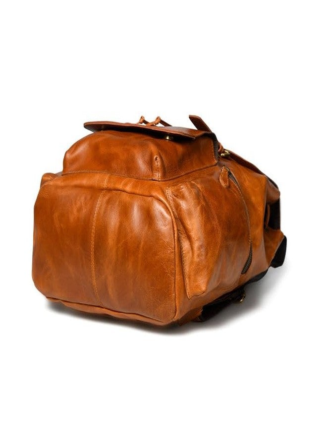 MaheTri Vortex Leather Backpack Burnt Brown | Elegant Handcrafted Leather Backpack | Stylish & Spacious with Main Compartment & 3 Outside Pockets (Tan Brown) - Image 4