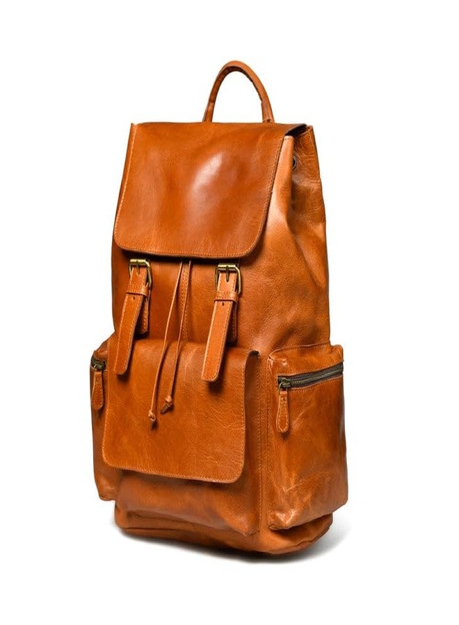 MaheTri Vortex Leather Backpack Burnt Brown | Elegant Handcrafted Leather Backpack | Stylish & Spacious with Main Compartment & 3 Outside Pockets (Tan Brown) - Image 2