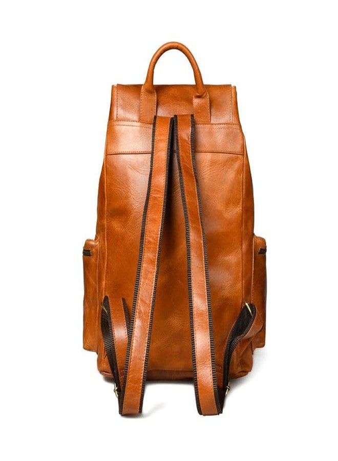 MaheTri Vortex Leather Backpack Burnt Brown | Elegant Handcrafted Leather Backpack | Stylish & Spacious with Main Compartment & 3 Outside Pockets (Tan Brown) - Image 5