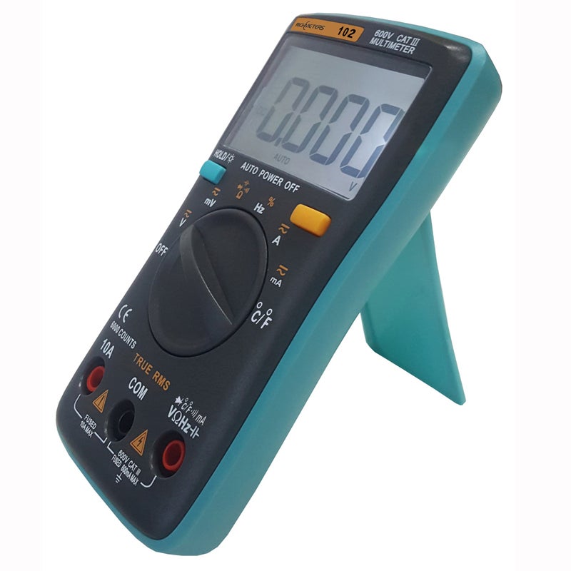 مقياس رقمي رقمي LCD متعدد الوظائف RICHMETERS RM102 True RMS DMM لقياس الجهد والتيار المباشر والتيار المتردد والمقاومة والديود والسعة والحرارة، مع تحديد القطب تلقائيًا، أمبيرميتر فولتميتر أوميتر - Image 5