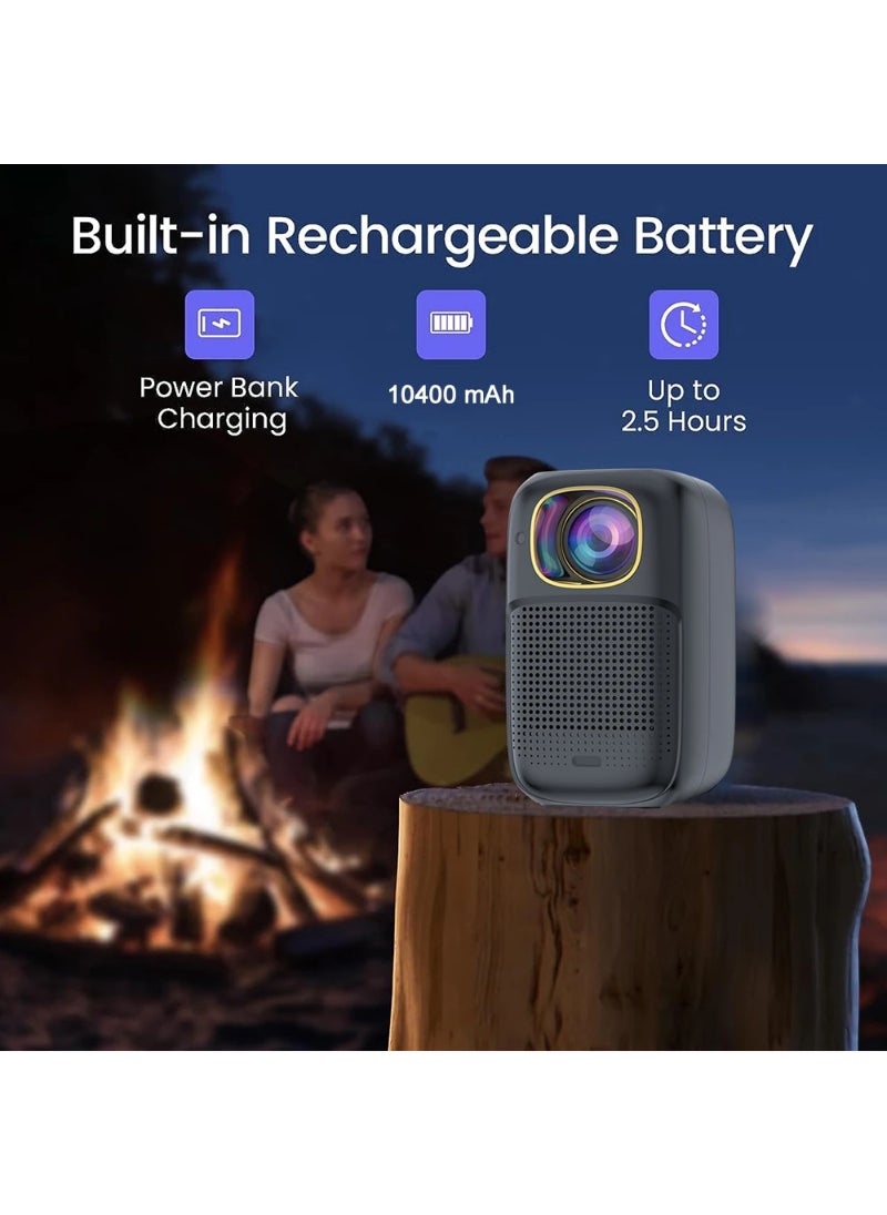 Generic - V1 X6 Projector Led Built In Battery Beamer Portable Home Theater With 1280x720 physcial Resolution Android 9.0 Os Black - Image 1