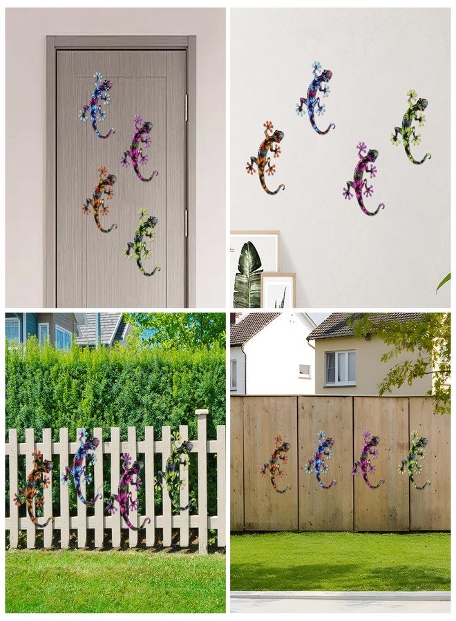 Junware 4 Pcs Metal Gecko Wall Art Outdoor Decor Metal Lizards Wall Decor Lizard 8.7 * 11.8 Inch Suitable for Hanging in Yard Garden Patio Fence Home, Idea Gifts for Mom Father Friends - Image 3