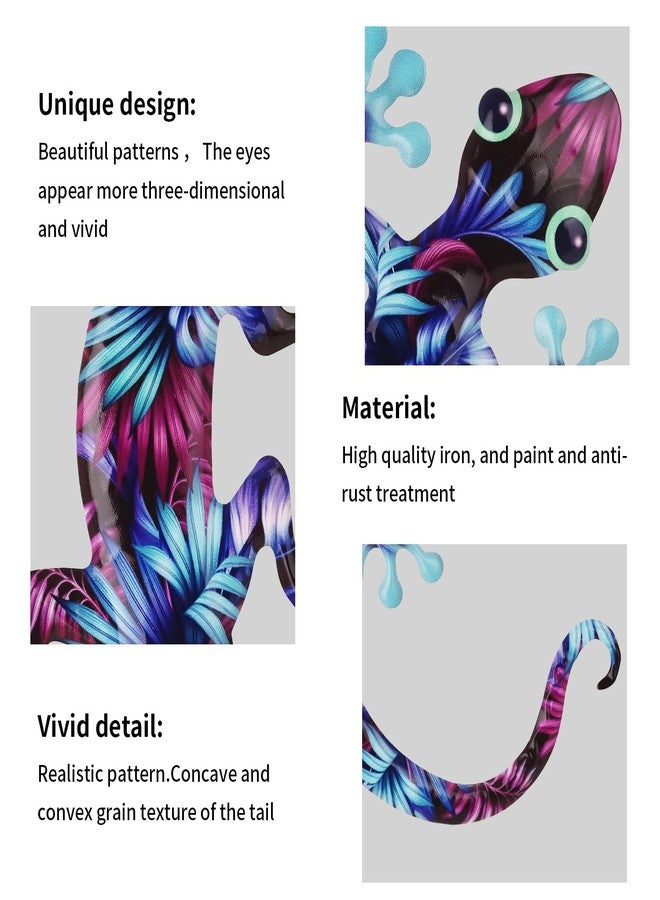 Junware 4 Pcs Metal Gecko Wall Art Outdoor Decor Metal Lizards Wall Decor Lizard 8.7 * 11.8 Inch Suitable for Hanging in Yard Garden Patio Fence Home, Idea Gifts for Mom Father Friends - Image 4