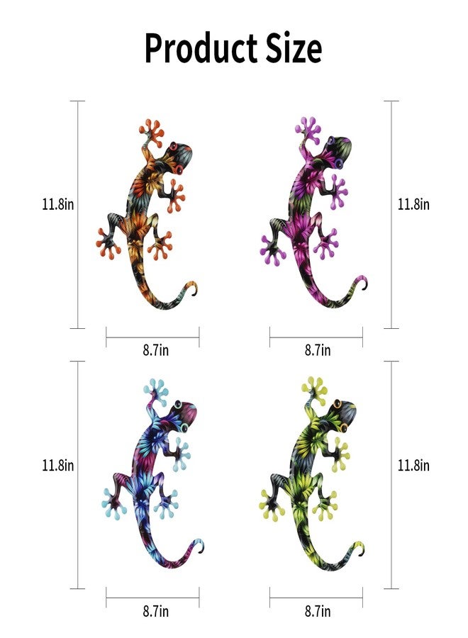 Junware 4 Pcs Metal Gecko Wall Art Outdoor Decor Metal Lizards Wall Decor Lizard 8.7 * 11.8 Inch Suitable for Hanging in Yard Garden Patio Fence Home, Idea Gifts for Mom Father Friends - Image 5