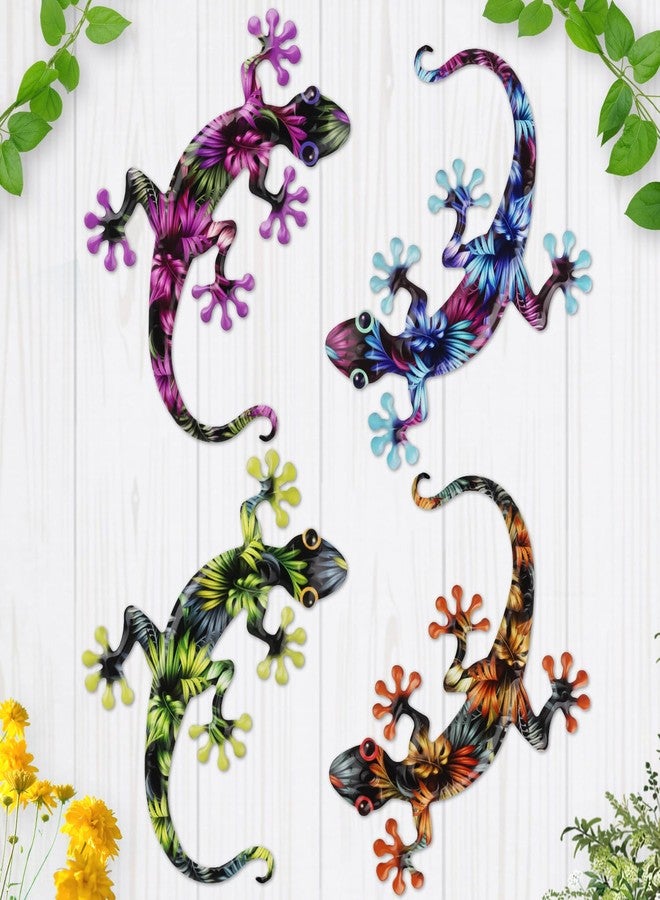 Junware 4 Pcs Metal Gecko Wall Art Outdoor Decor Metal Lizards Wall Decor Lizard 8.7 * 11.8 Inch Suitable for Hanging in Yard Garden Patio Fence Home, Idea Gifts for Mom Father Friends - Image 1