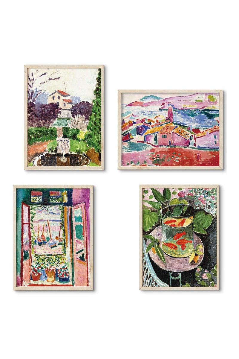 ARPEOTCY Vintage Abstract Canvas Posters Decor, 4Pcs Matisse Wall Art Aesthetic, 12x16 Inch, Canvas Print Art Paintings, Large Wall Pictures for Bedroom Living Room Kitchen, Unframed - Image 1