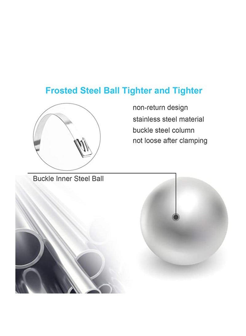 304 Stainless Steel, Strong and Durable Metal Cable Zip Ties, Multi-purpose Heavy Duty Self-locking Cable Tie - Image 4