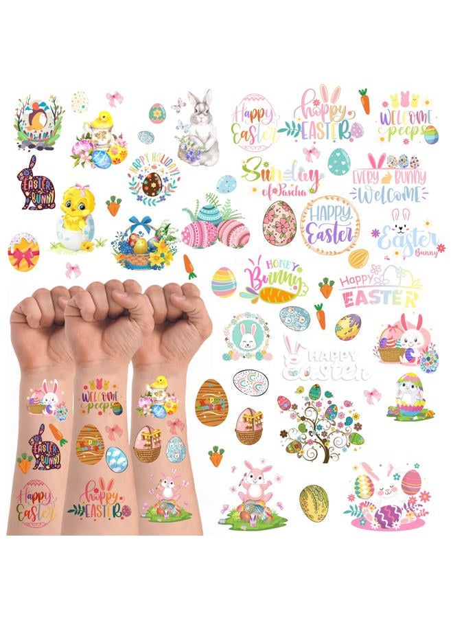 ANTING 184 Pieces Easter Temporary Tattoos Stickers,12 Sheets Easter Egg Bunny Themed Tattoos Stickers,Fun Easter Basket Stuffers,Goodie Bag Fillers,Classroom Rewards - Image 1