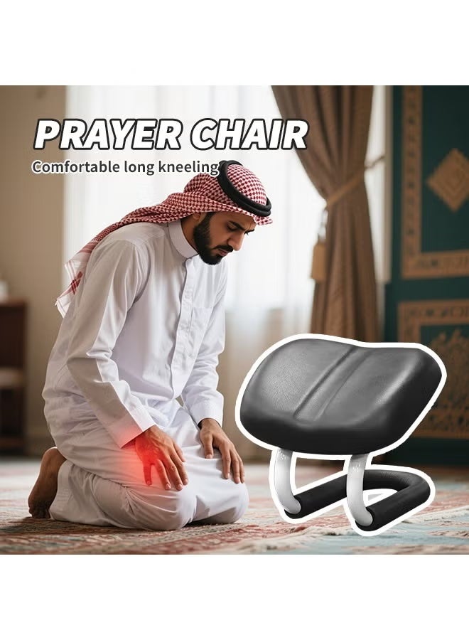 FOLAI Prostration Chair Prayer Chair Kneeling Stool for Muslims, Ergonomic Design for Comfortable Prayer Position, Meditation Stool Mindfulness Prayer Kneeling Stool Sujoud Chair with Anti-slip Cover, Black, 25x28x22.5cm - Image 2