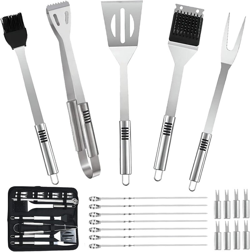 Oonkaf 20 Pcs BBQ Accessories Kit - Stainless BBQ Grill Tools Set, Grill Tools Set, Carry Bag Grill Utensils Set for Outdoor Grill, Grill Cooking Kit - Great for Outdoor BBQ and Camping - Image 1