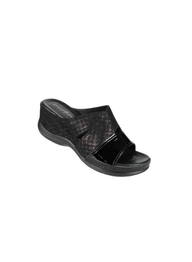 Michelle Morgan 092-2878 Michelle Morgan Ladies Wedge Heel Sandals 2407-30 Black - Image 2