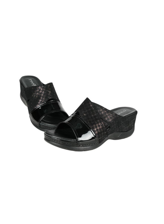 Michelle Morgan 092-2878 Michelle Morgan Ladies Wedge Heel Sandals 2407-30 Black - Image 3