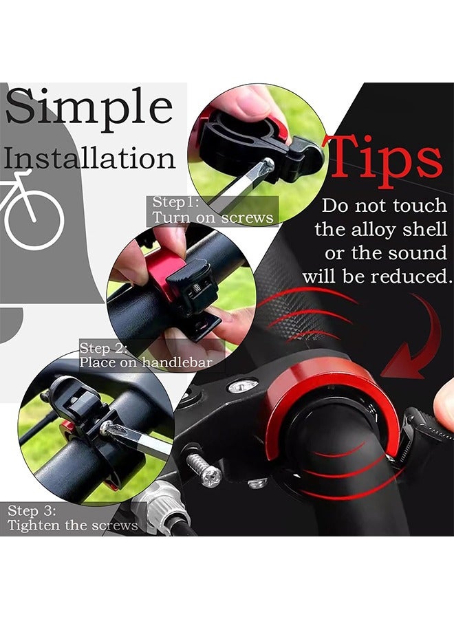 Bicycle Bells For Adult Bikes Kids Bike Bell For Kids Fits 2.2cm/0.87in Bike Handle, 90db Charm For Bicycle Alloy Bell For Bike Horn Small Ringer Road Mountain Bikes Bell Accessories Scooter - Image 5
