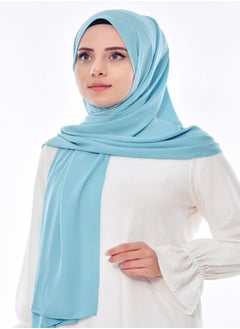 Long Chiffon Crepe Scarf - Blue Pink