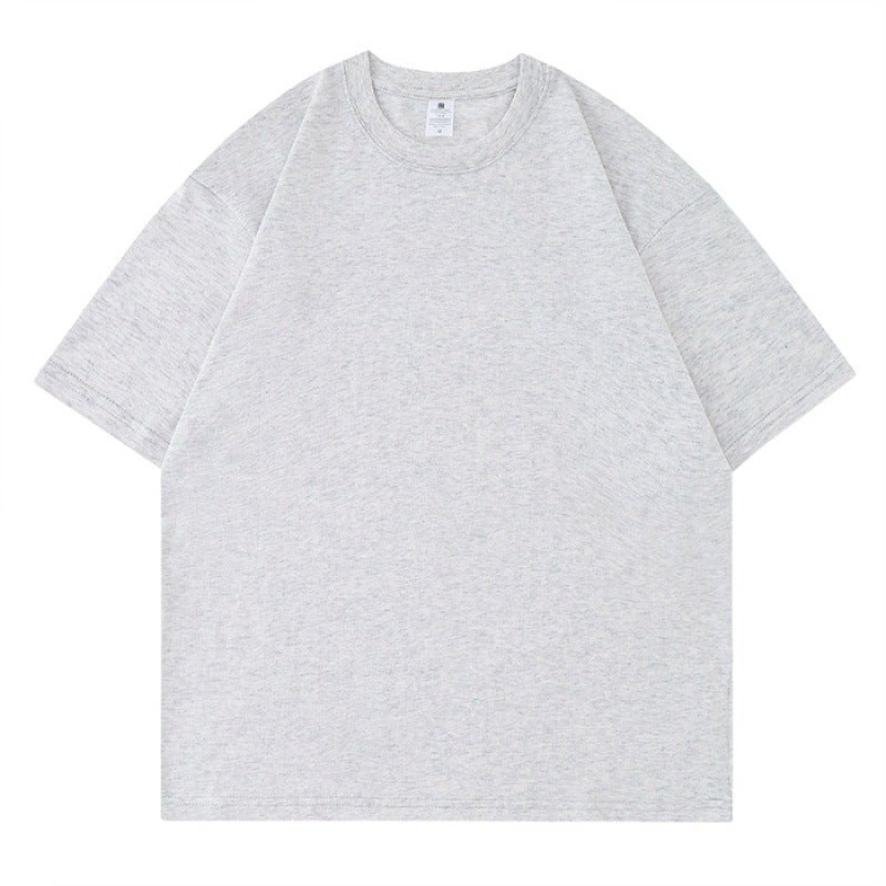 Hong Kong Style 200G Loose Drop Shoulder Sleeve Solid Color Men'S T-Shirt Round Neck Top 2024 Short Sleeve T-Shirt Black - Image 1