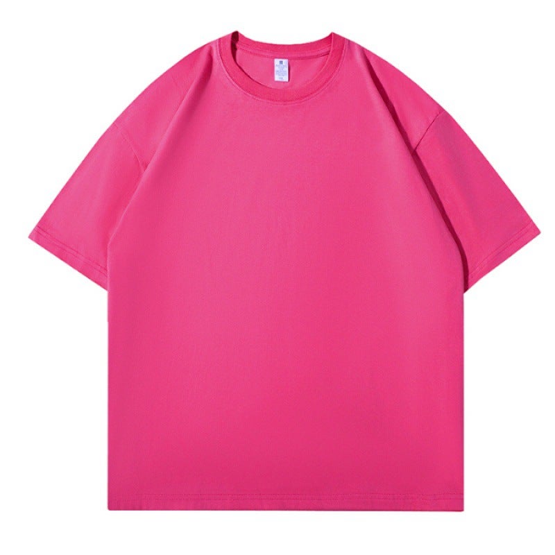 Hong Kong Style 200G Loose Drop Shoulder Sleeve Solid Color Men'S T-Shirt Round Neck Top 2024 Short Sleeve T-Shirt Black - Image 3
