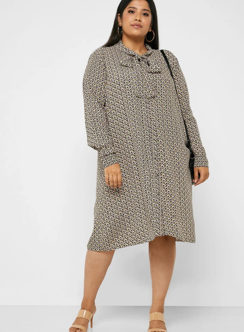 Only Carmakoma Tie Neck Shirt Dress