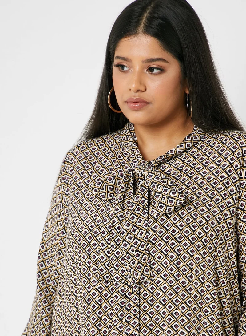 Only Carmakoma Tie Neck Shirt Dress