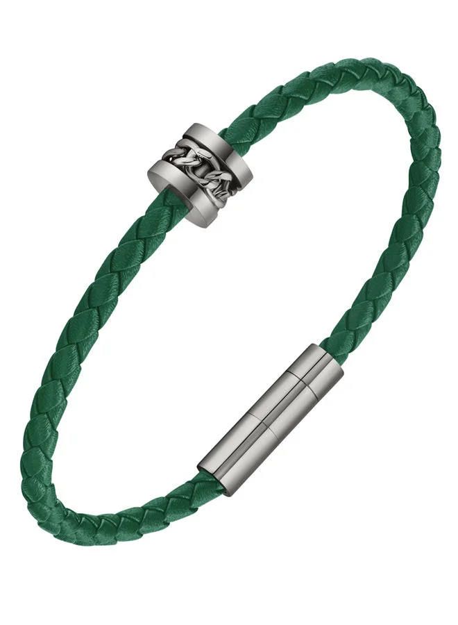 بوليس Fetter Bracelet for Men Stainless Steel with Green LeatherPEAGB0005221