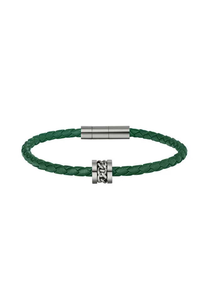 بوليس Fetter Bracelet for Men Stainless Steel with Green LeatherPEAGB0005221