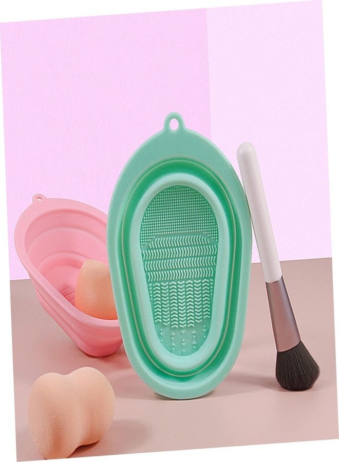 ACHARAJ Makeup Brush Cleaning Mat, Soft and Durable Silicone Cosmetic Cleaner Pad, Foldable Makeup Brush Cleaning Bowl, Portable Washing Tool Scrubber with 4 Textures (1ps/Multicolour) - Image 3