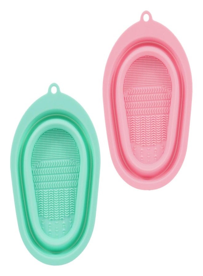 ACHARAJ Makeup Brush Cleaning Mat, Soft and Durable Silicone Cosmetic Cleaner Pad, Foldable Makeup Brush Cleaning Bowl, Portable Washing Tool Scrubber with 4 Textures (1ps/Multicolour) - Image 1