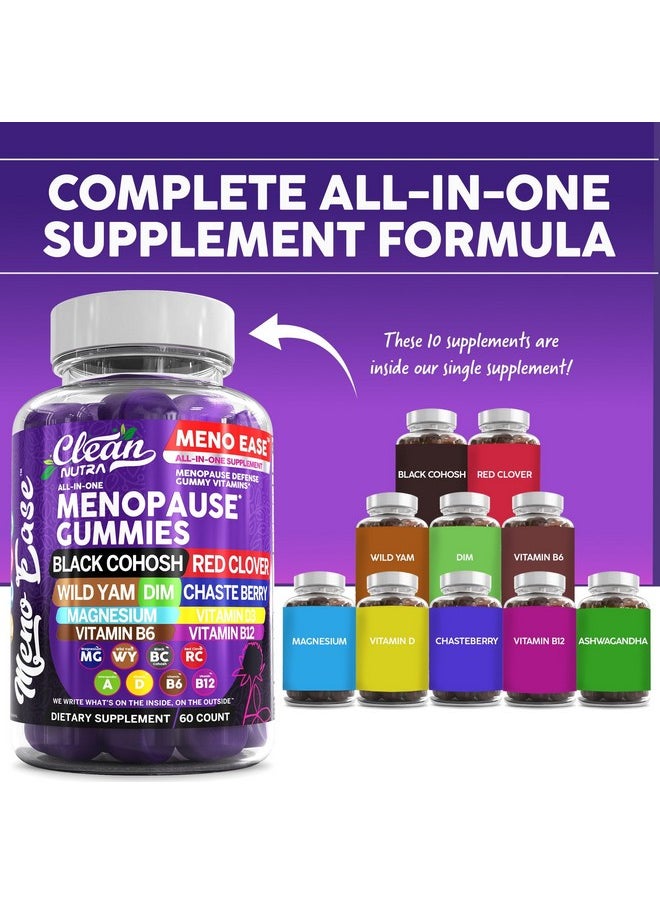 Clean Nutraceuticals - Menopause Supplement for Women Gummies with Black Cohosh, Wild Yam, DIM, Magnesium, Red Clover Chasteberry for Hormone Balance Relief Night Sweats Mood Plus Bergamot, Vitamin D3, Vitamin B6 B12 - Image 1