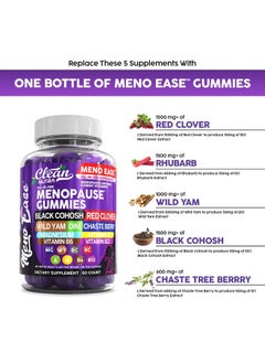 Clean Nutraceuticals Menopause Supplement for Women Gummies with Black Cohosh, Wild Yam, DIM, Magnesium, Red Clover Chasteberry for Hormone Balance Relief Night Sweats Mood Plus Bergamot, Vitamin D3, Vitamin B6 B12  - Image 3