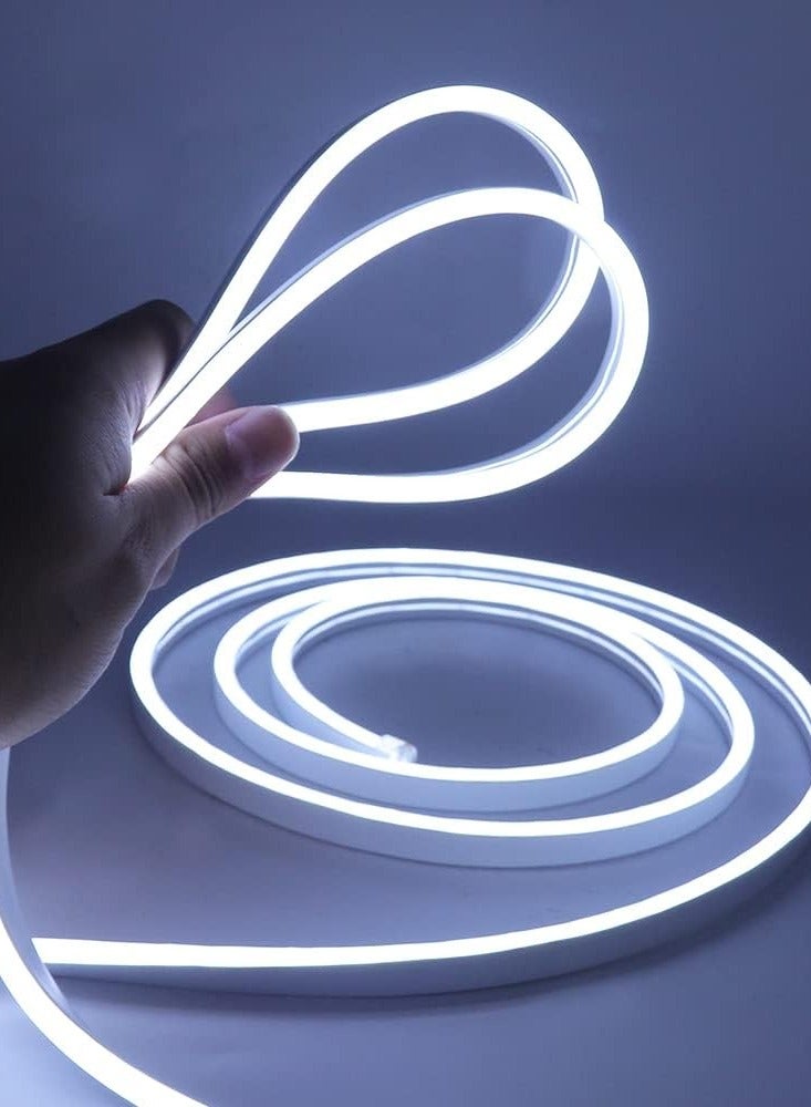 معرض الأعياد 12 فولت LED شريط حبل نيون، 16.4 قدم / 5 مل أضواء شريطية، 12 فولت مرن نيون فليكس للمطبخ وغرفة النوم والداخلية والخارجية وديكور المنزل DIY متضمن محول اللون الأبيض - Image 2