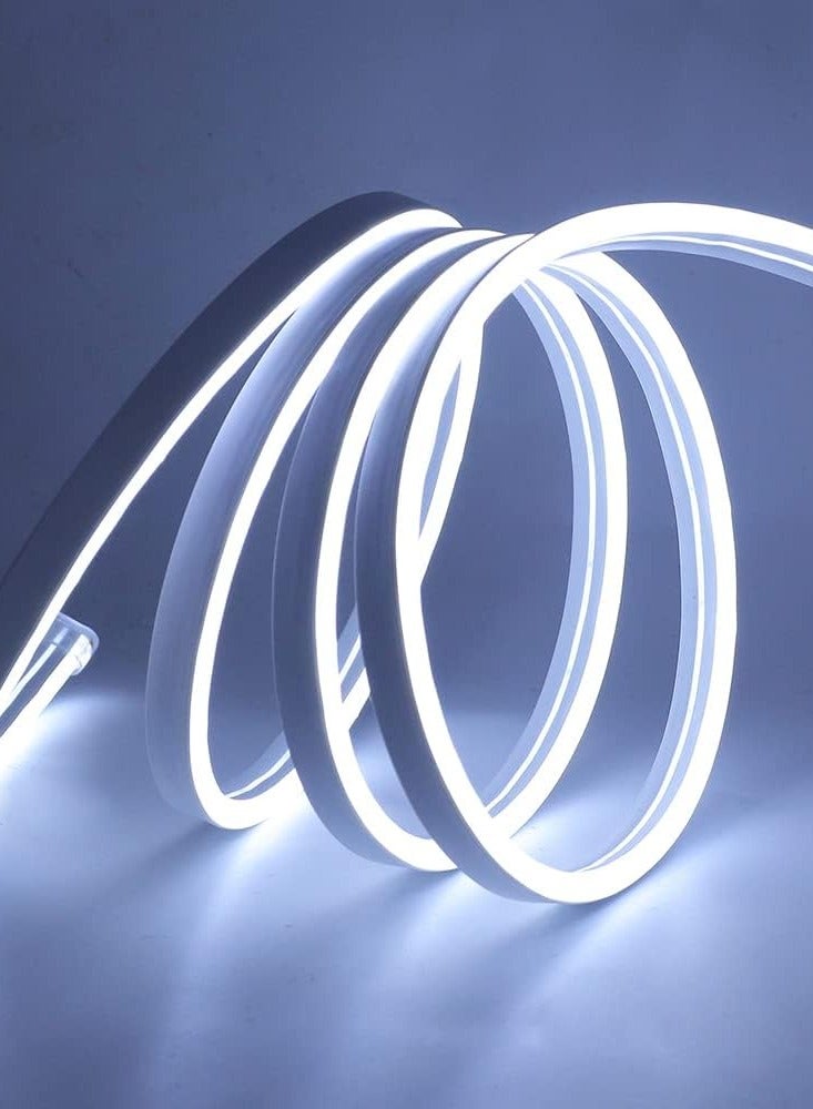 معرض الأعياد 12 فولت LED شريط حبل نيون، 16.4 قدم / 5 مل أضواء شريطية، 12 فولت مرن نيون فليكس للمطبخ وغرفة النوم والداخلية والخارجية وديكور المنزل DIY متضمن محول اللون الأبيض - Image 4